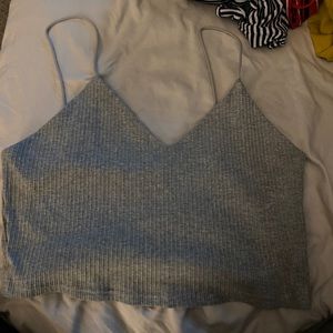grey spaghetti strap crop top